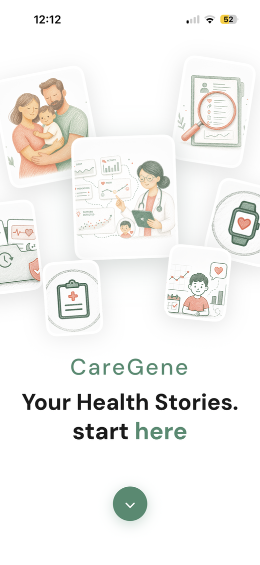 CareGene onboarding screen on iPhone